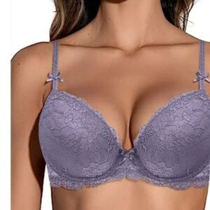 Elegant Lacy Lavender Underwire Push-up Bra